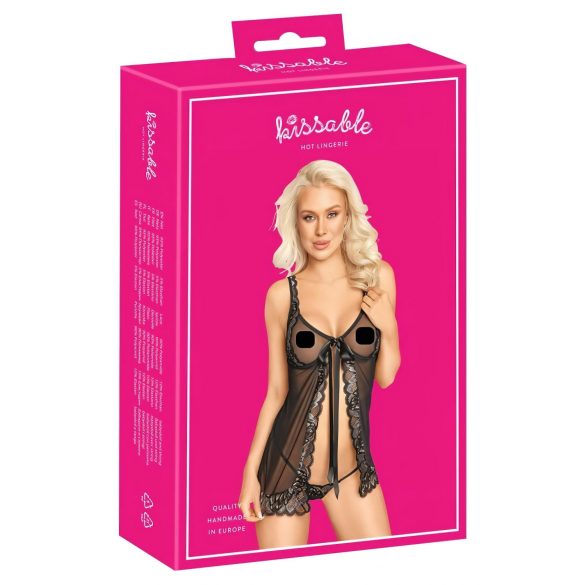 Kissable - Band-Babydoll mit Tanga (schwarz) 