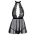 Kissable - Halsband, Spitzen-Babydoll (schwarz) mit Tanga  - L/XL