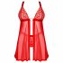 Obsessive Elianes - Spitzen-Babydoll-Set (Rot) - M/L