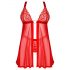 Obsessive Elianes - Spitzen-Babydoll-Set (Rot) - M/L