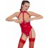 Black Level – Offener Body mit Halsband (Rot) - M