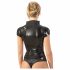 LATEX - Reißverschluss, kurzärmeliges Damenoberteil (schwarz)  - XL