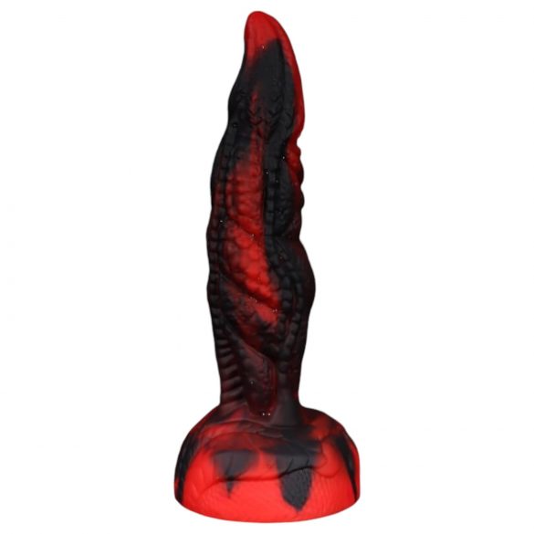 OgazR Hell Dong - Haftfuß gerillter Dildo - 20 cm (schwarz-rot)