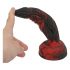 OgazR Höllendong - Saugnapf gerippten Dildo - 20 cm (schwarz-rot) 