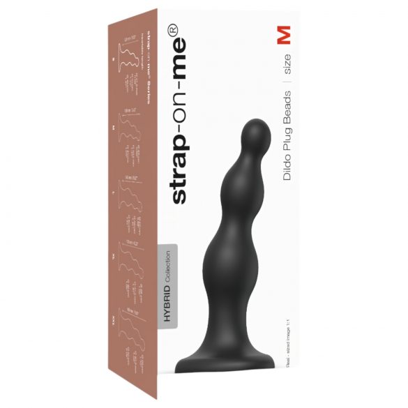 Strap-on-Me Perlen M - Perlen-Dildo mit Sockel (schwarz)