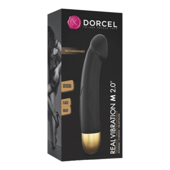 Dorcel Real Vibration M 2.0 - aufladbarer Vibrator (schwarz-gold) 