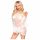 Penthouse Lip Smacker -Transparentes Minikleid und Slip mit fallenden Spitzen Schultern (Weiß)  - M/L