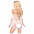 Penthouse Lip Smacker -Transparentes Minikleid und Slip mit fallenden Spitzen Schultern (Weiß)  - M/L