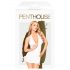 Penthouse Erdbeben - Neckholder-Kleid und Tanga mit Raffung (Weiß)  - M/L