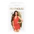 Penthouse Erdbeben - Neckholder, verstellbares Kleid und Tanga (rot)  - L/XL