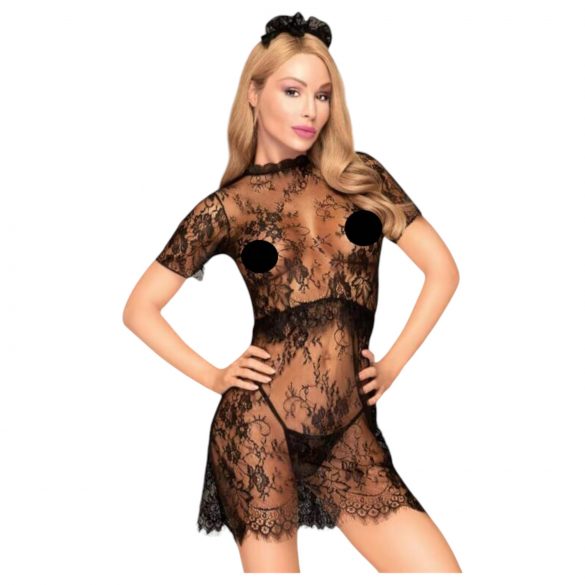 Penthouse Poison Cookie - Spitze Kleid, String & Kopfschmuck (schwarz)