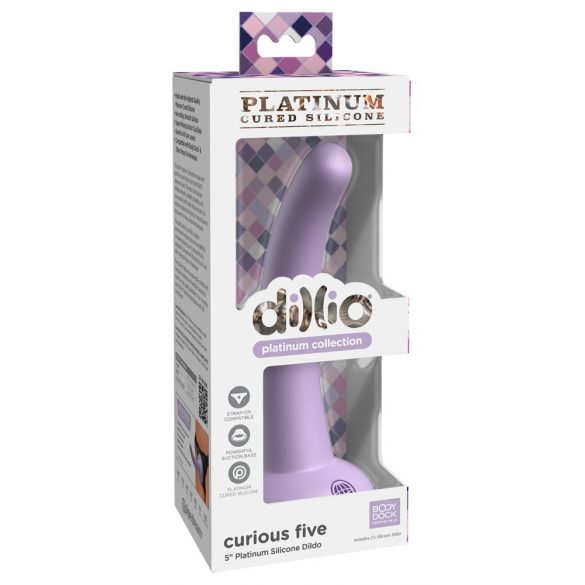 Dillio Curious Five - Saugfuß Silikon Dildo (15cm) - Lila 