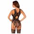 Obsessive - Blumenmuster offene Netz Overall (Schwarz) (S-L) 