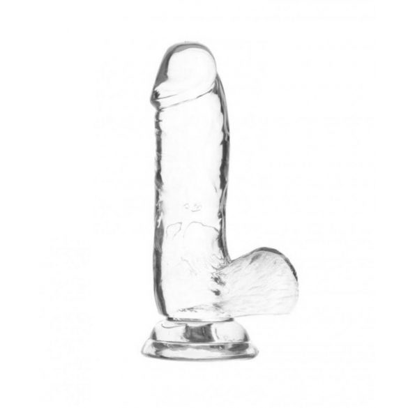 Addiction Crystal - Standfuß, Hoden Dildo (transparent) - 15cm 