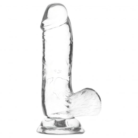 Addiction Crystal - Standfuß, Hoden Dildo (transparent) - 15cm 