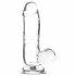 Addiction Crystal - Standfuß, Hoden Dildo (transparent) - 15cm 