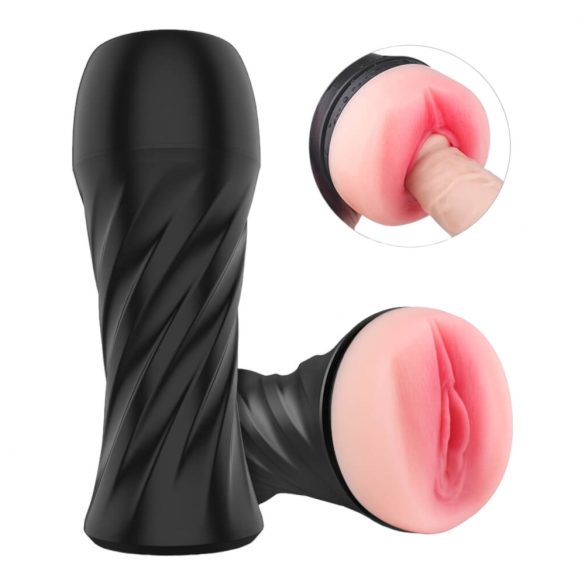 Sex HD Marcus - lebensnahe Kunstvagina in diskretem Etui (schwarz-natur) 