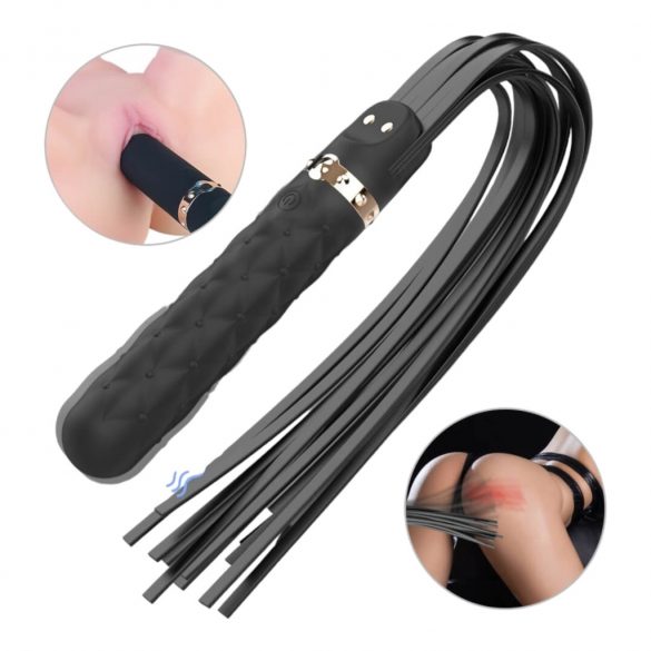 Sex HD Bloody Mary - aufladbarer, wasserfester Vibrator und Peitsche (Schwarz) 