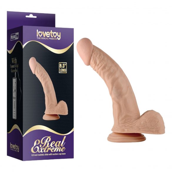 Lovetoy Real Extreme - G-Punkt Dildo mit Hoden und Standfuß - 21cm (natur)