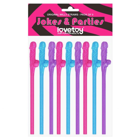 Lovetoy - realistische Penis-Strohhalme (rosa-blau-lila) 