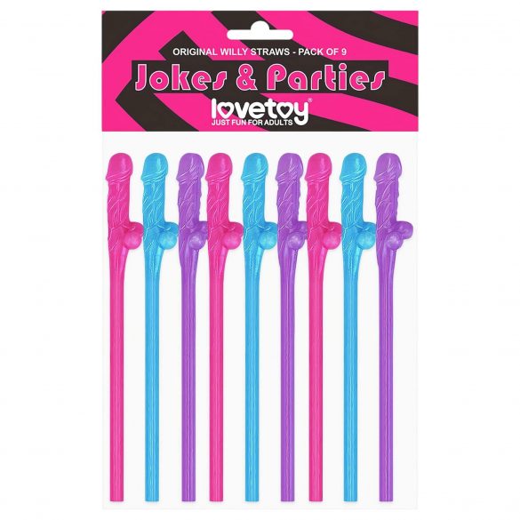 Lovetoy - realistische Penis-Strohhalme (rosa-blau-lila) 