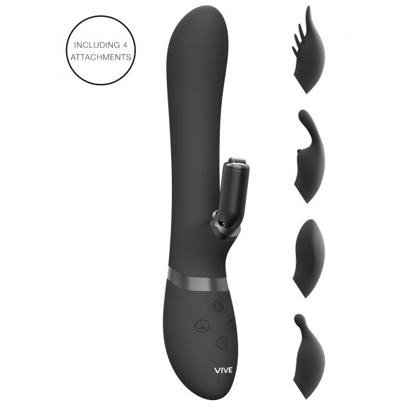 Vive Chou - akkubetriebener Vibrator mit austauschbarem Klitorisarm (schwarz) 