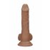 RealRock Dong 7 - realistischer Dildo mit Hoden (17cm) - dunkles Natur 