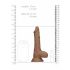 RealRock Dong 7 - Natürlicher Dildo mit Hoden (17 cm) - Dunkel Natur