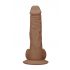 RealRock Dong 8 - realistischer, Hoden-Dildo (20cm) - dunkles Natur 