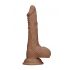 RealRock Dong 10 - realistischer, hodiger Dildo (25cm) - dunkel naturfarben 