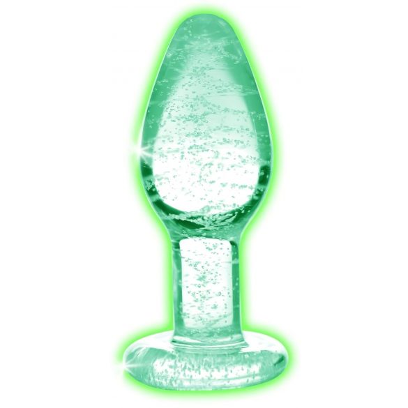 Booty Sparks Glow in the Dark - Glas Anal Dildo (durchsichtig) - mittelgroß 