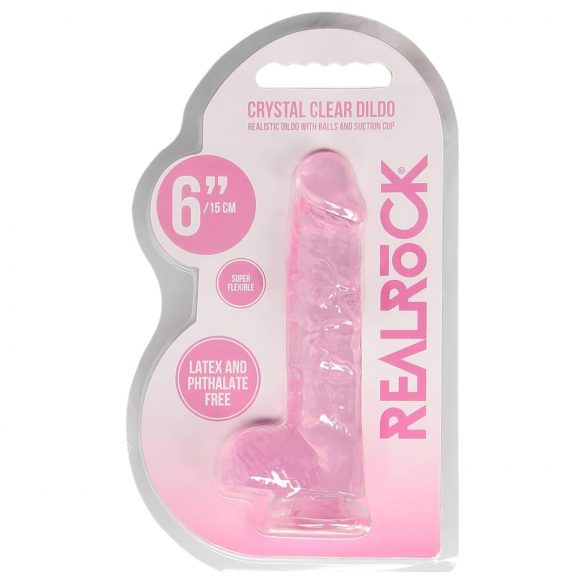 REALROCK - transparenter, realistischer Dildo - Pink (15 cm) 