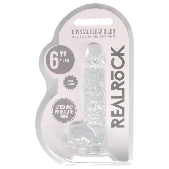 REALROCK - transparenter, realistischer Dildo - kristallklar (15cm) 