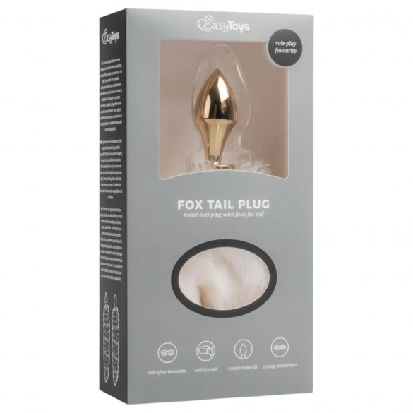 Easytoys Fox NO13 - Metall-Anal-Dildo mit Fuchsschwanz (Gold-Weiß) 