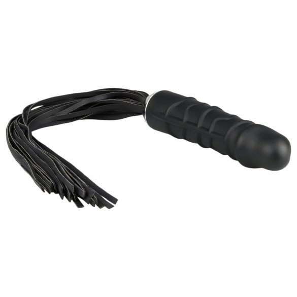 Easytoys Flogger - Peitsche & Silikon-Dildo in einem (schwarz)