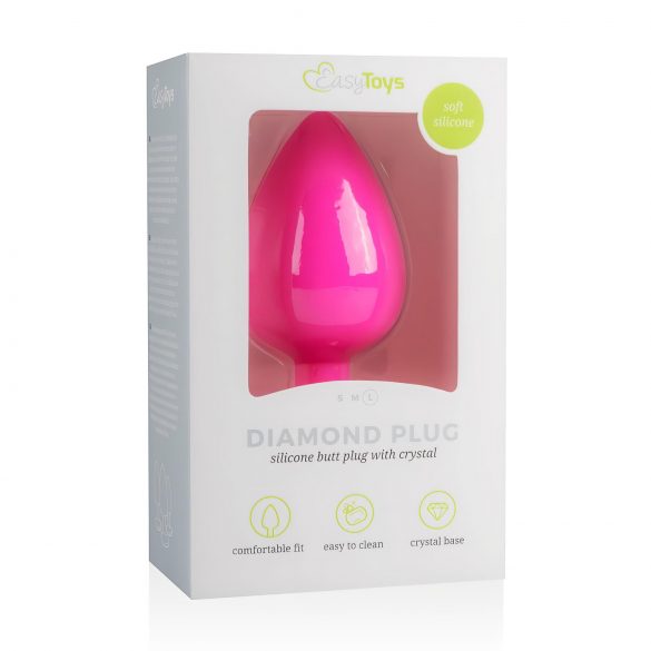 Easytoys Diamond - Analplug mit weißem Stein (groß) - Pink