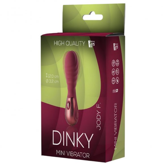 Dinky Jody F. Mini - akkubetriebener, gerippter Mini-Vibrator (Burgunderrot) 