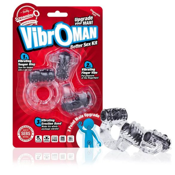 Screaming Vibroman - Vibrations-Penisring-Set - Schwarz (3-teilig) 