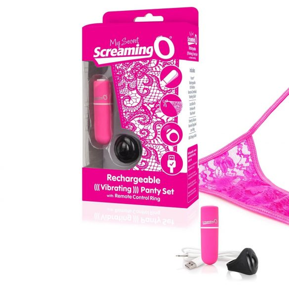 Screaming O Höschen Set - akkubetriebenes, funkgesteuertes Vibrationshöschen (pink) S-L 