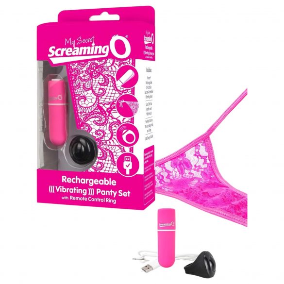 Screaming O Höschen Set - akkubetriebenes, funkgesteuertes Vibrationshöschen (pink) S-L 