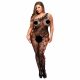 Baci Plus Size - Ein-Schulter, Blumen-Netz-Catsuit - Schwarz (XL-XXL) 