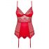 Obsessive Lovica - Spitzenstrumpfhalter-Oberteil und Tanga (rot)  - L/XL