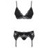 Obsessive 810-SEG-1 - Schwarzes Spitzen-Dessous-Set - L/XL