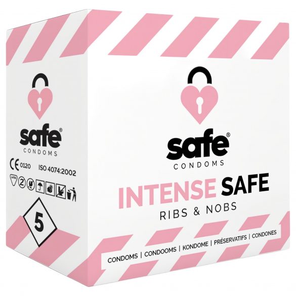 SAFE Intense Safe - gerippt-genoppt Kondome (5er Pack) 