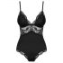 Obsessive 810-TED-1 - mit Spitze verzierter, elastischer Body (schwarz)