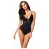 Obsessive 810-TED-1 - mit Spitze verzierter, elastischer Body (schwarz) - L/XL