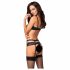 Obsessive Heartina - Blumige Dessous-Set mit herzförmigem Schmuck (schwarz)  - L/XL